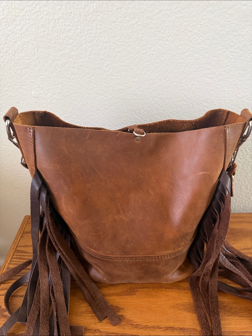 Fringe Hill Leather Bucket Bag
